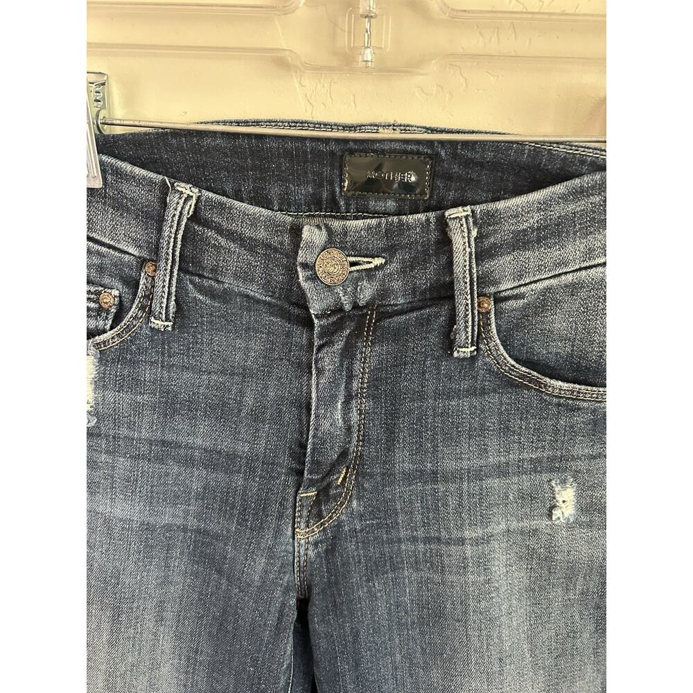 MOTHER The Looker Ankle Fray Alley Cat Distressed Stretch Jeans Womens 28 USA - Picture 5 of 14